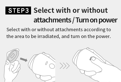 STEP3 Select with or without attachments / Turn on power