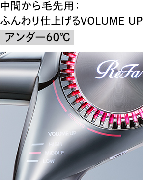 中間から毛先用：ふんわり仕上げるVOLUME UP アンダー60℃