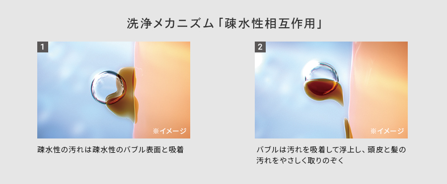 洗浄メカニズム「疎水性相互作用」
